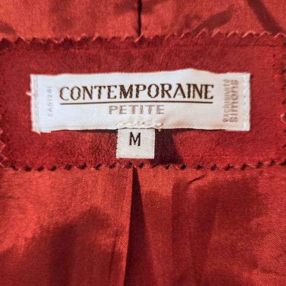 Contemporaine Suede Leather Jacket Blazer Medium Petite Rust/Red - Picture 5 of 6